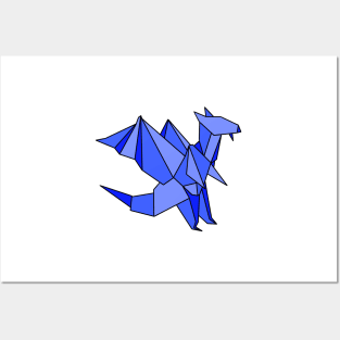 Blue origami dragon Posters and Art